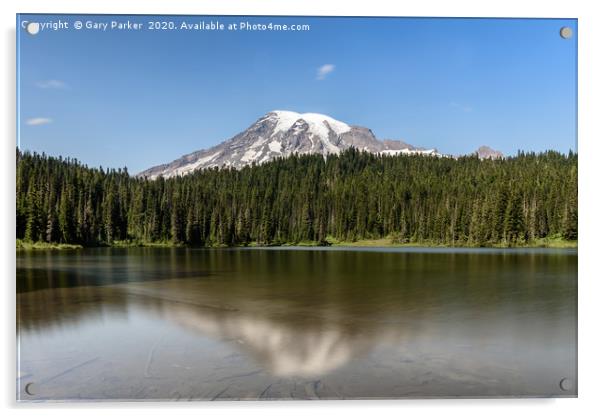 Mount Rainier reflection lake Acrylic by Gary Parker