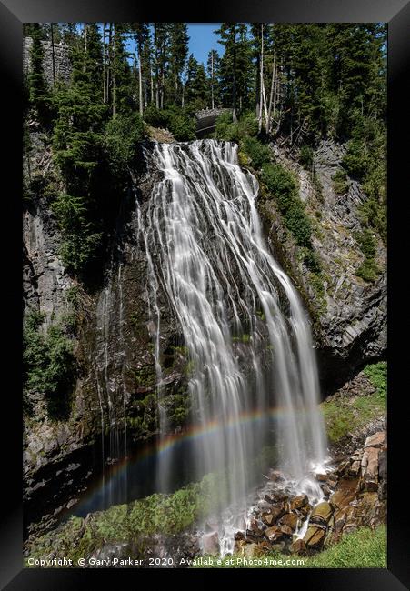 Narada Falls, in Mount Rainier National Park.  Framed Print by Gary Parker