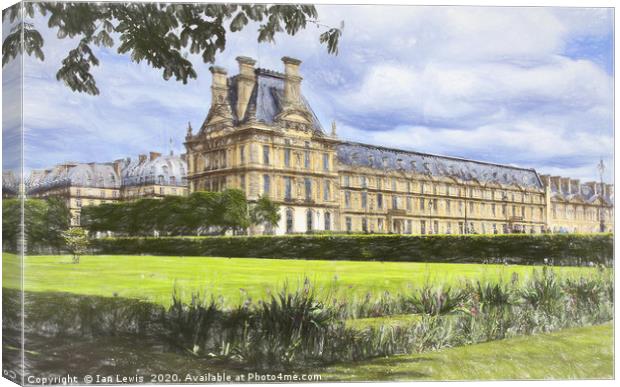 Louvre Palace From The Tuileries Canvas Print by Ian Lewis