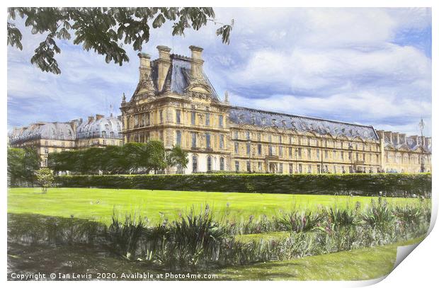 Louvre Palace From The Tuileries Print by Ian Lewis