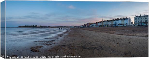 Weymouth Seafront at Sunset Canvas Print by Paul Brewer