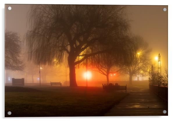 Foggy night Acrylic by David Wall