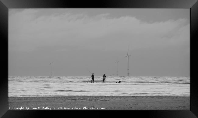 Fishermen on Hoylake Beach Framed Print by Liam Neon