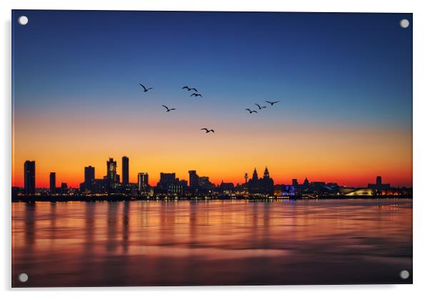 Liverpool Sunrise Acrylic by Graham Morris