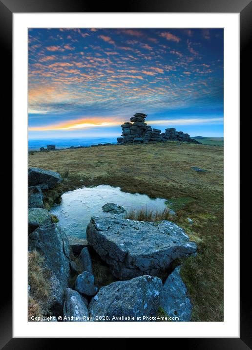 Great Staple Tor Sunset Framed Mounted Print by Andrew Ray