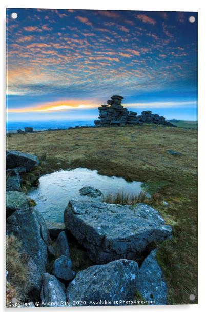 Great Staple Tor Sunset Acrylic by Andrew Ray