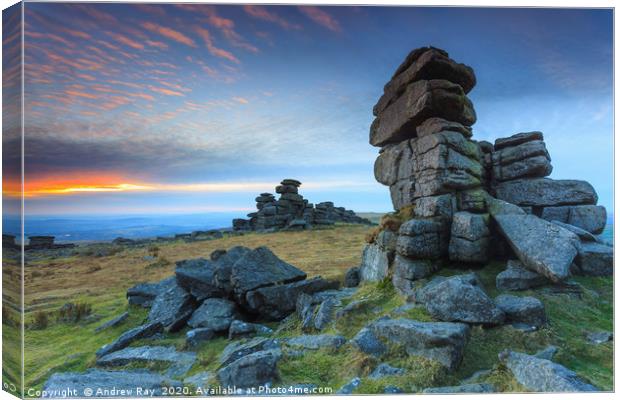Sunset at Great Staple Tor Canvas Print by Andrew Ray