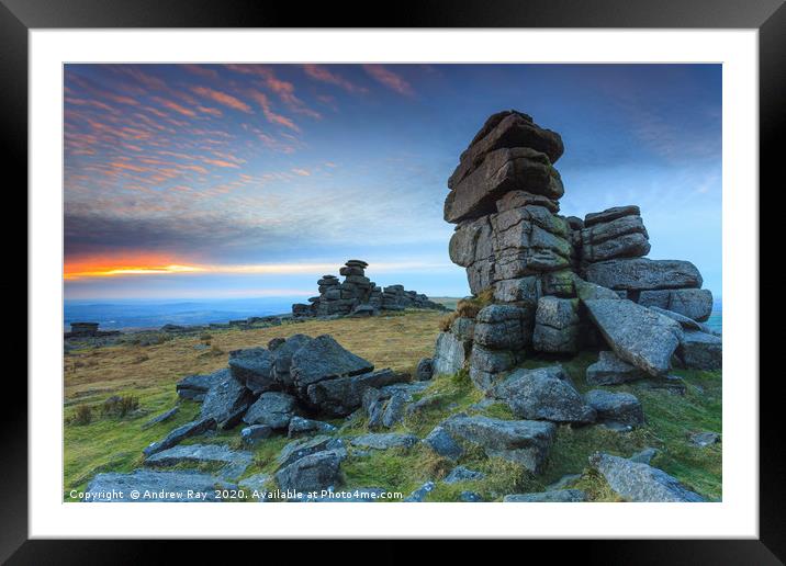 Sunset at Great Staple Tor Framed Mounted Print by Andrew Ray