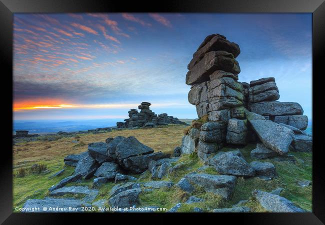 Sunset at Great Staple Tor Framed Print by Andrew Ray