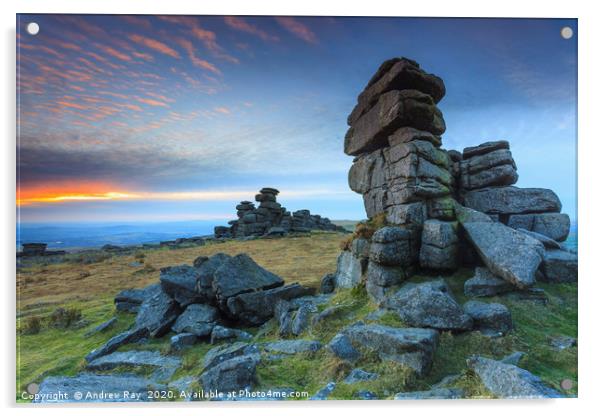 Sunset at Great Staple Tor Acrylic by Andrew Ray