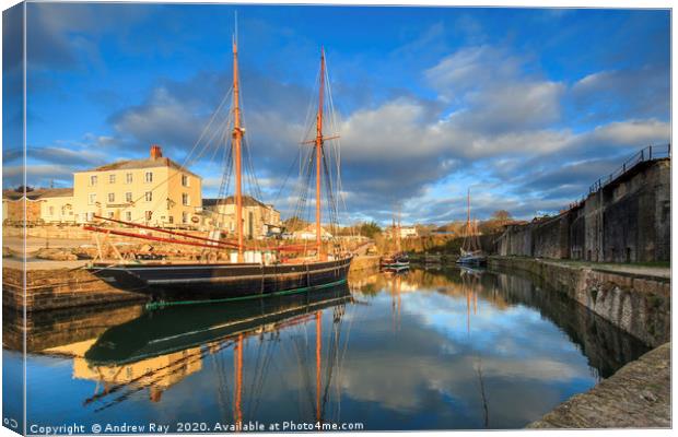 Harbour Reflections (Charlestown) Canvas Print by Andrew Ray