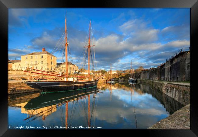 Harbour Reflections (Charlestown) Framed Print by Andrew Ray