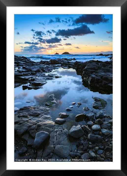 Priest's Cove Sunset Framed Mounted Print by Andrew Ray