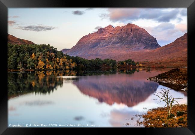 Reflections in Loch  Clair Framed Print by Andrew Ray