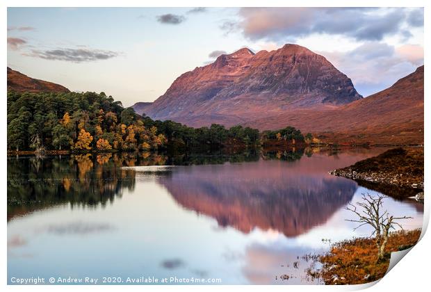 Reflections in Loch  Clair Print by Andrew Ray