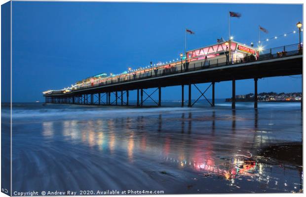 Twlight at Paignton Pier Canvas Print by Andrew Ray