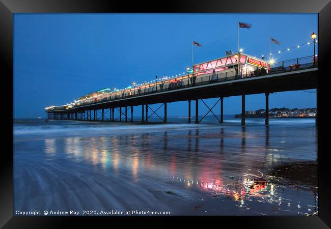 Twlight at Paignton Pier Framed Print by Andrew Ray
