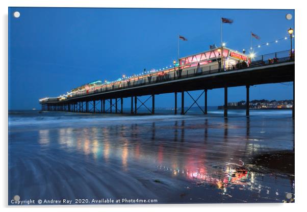 Twlight at Paignton Pier Acrylic by Andrew Ray