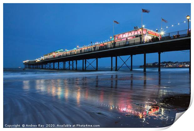 Twlight at Paignton Pier Print by Andrew Ray