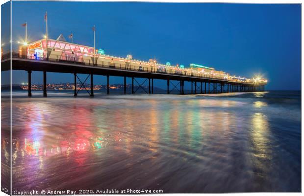 Waters Edge (Paignton Pier) Canvas Print by Andrew Ray