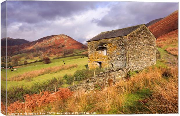 Barn in the Troutbeck Valley Canvas Print by Andrew Ray