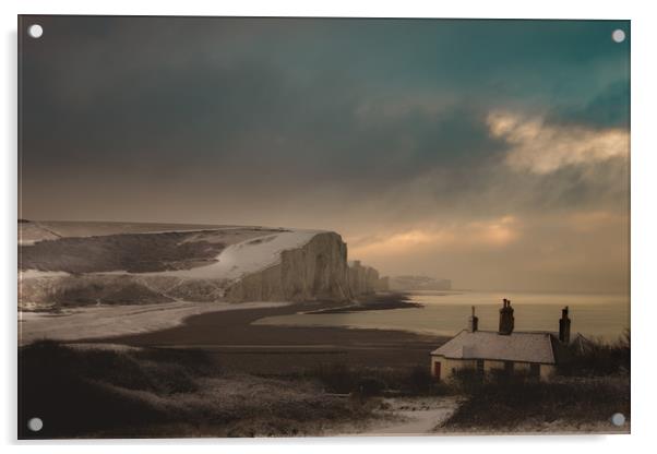 Snow storm on the Seven Sisters Acrylic by Ben Russell