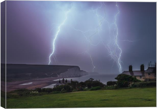lighting over the Seven  Sisters  Canvas Print by Ben Russell