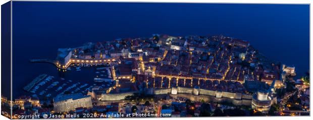 Looking down on Dubrovnik at night Canvas Print by Jason Wells
