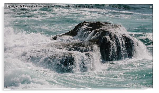 Impressive swell of wave washing onto rocks on sto Acrylic by Alexandre Rotenberg