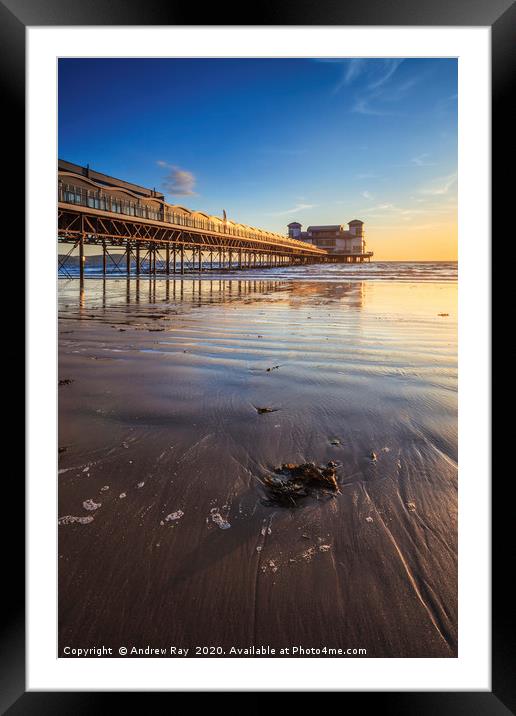 Late Light at Weston Pier Framed Mounted Print by Andrew Ray
