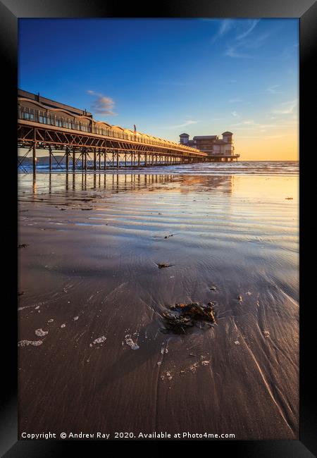 Late Light at Weston Pier Framed Print by Andrew Ray
