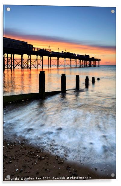 Teignmouth Pier at Sunrise Acrylic by Andrew Ray