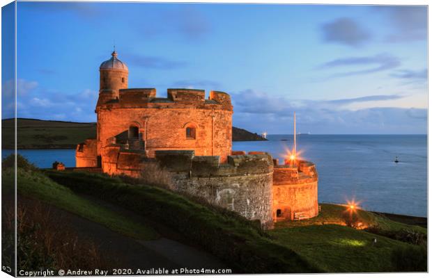 St Mawes Castle at Twilight Canvas Print by Andrew Ray