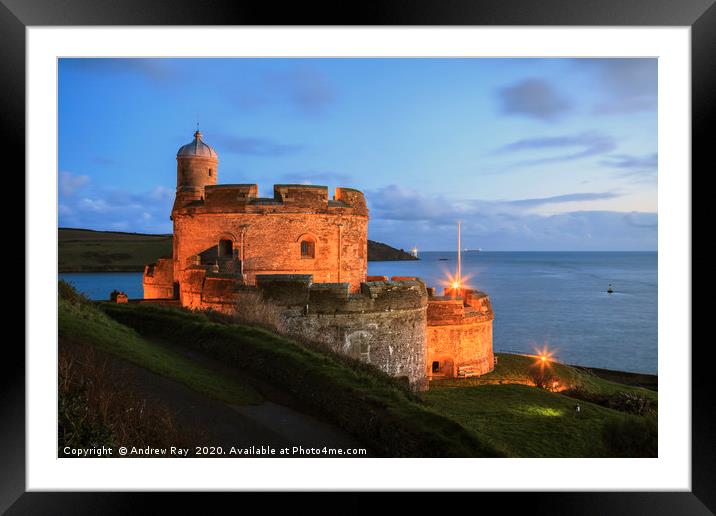 St Mawes Castle at Twilight Framed Mounted Print by Andrew Ray