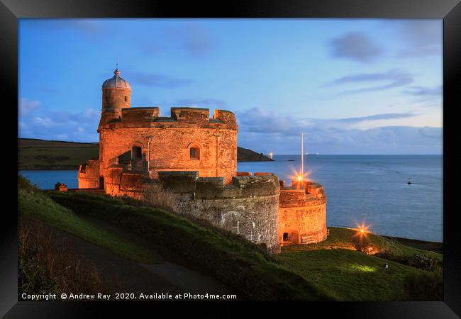 St Mawes Castle at Twilight Framed Print by Andrew Ray