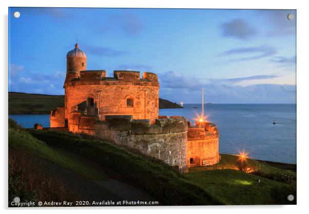 St Mawes Castle at Twilight Acrylic by Andrew Ray
