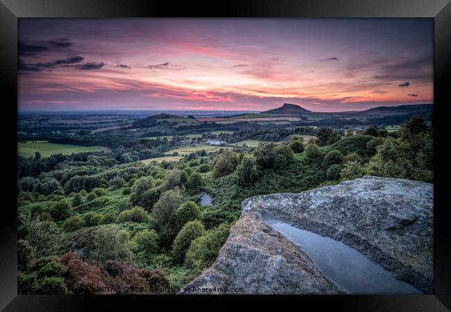 Evening at Cockshaw Hill, Roseberry Topping Framed Print by Martin Williams