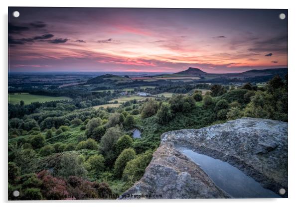 Evening at Cockshaw Hill, Roseberry Topping Acrylic by Martin Williams