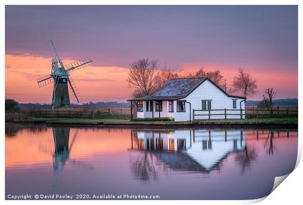 Serene Norfolk Dawn - Captivating Thurne  Print by David Powley