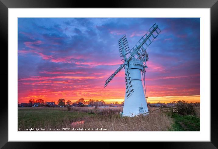 Thurne Mill Sunrise Framed Mounted Print by David Powley