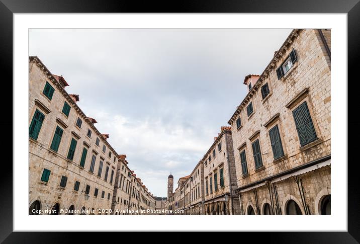 Looking up the Stradun Framed Mounted Print by Jason Wells