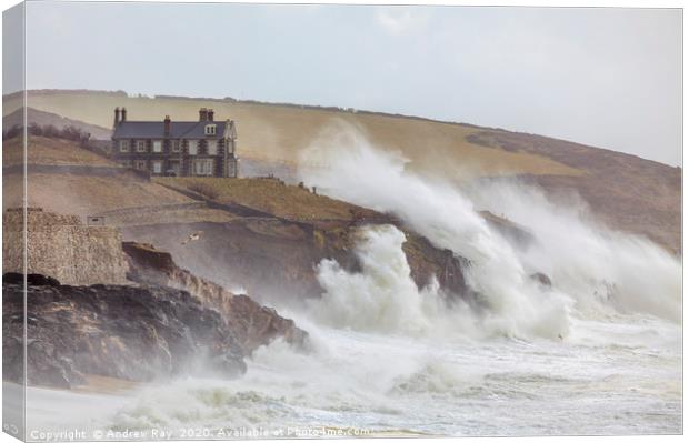 Coastal Gale (Porthleven) Canvas Print by Andrew Ray