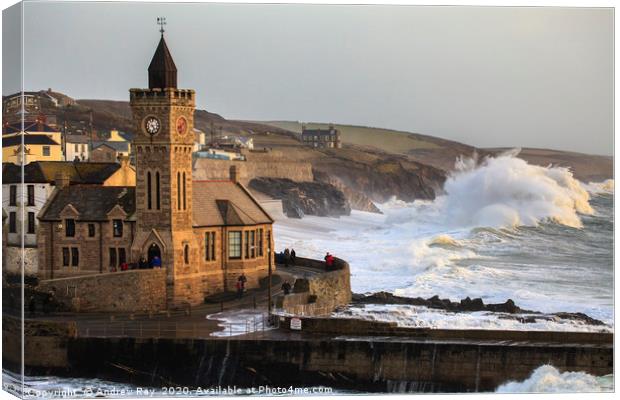 Incoming Wave (Porthleven) Canvas Print by Andrew Ray