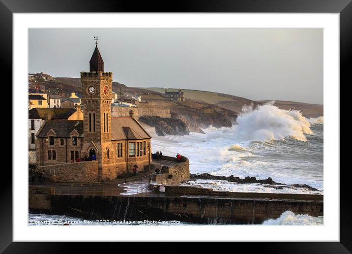 Incoming Wave (Porthleven) Framed Mounted Print by Andrew Ray