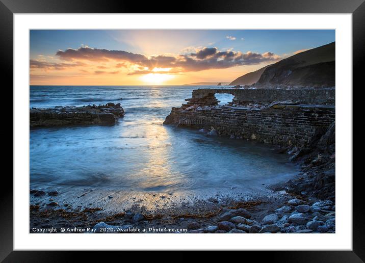 Portwrinkle Sunset Framed Mounted Print by Andrew Ray