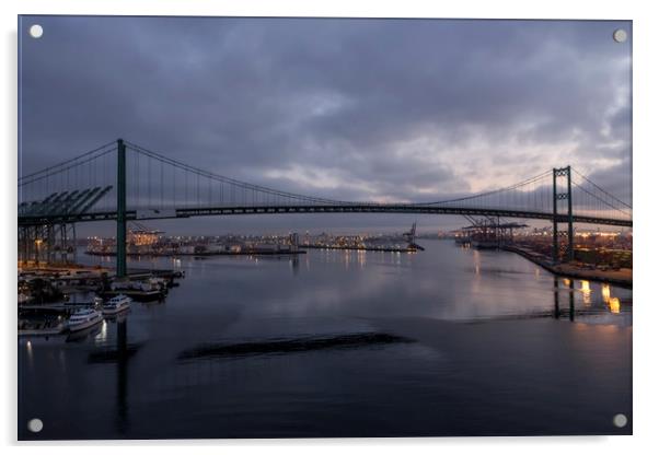 Vincent Thomas Bridge at Dawn Acrylic by Belinda Greb