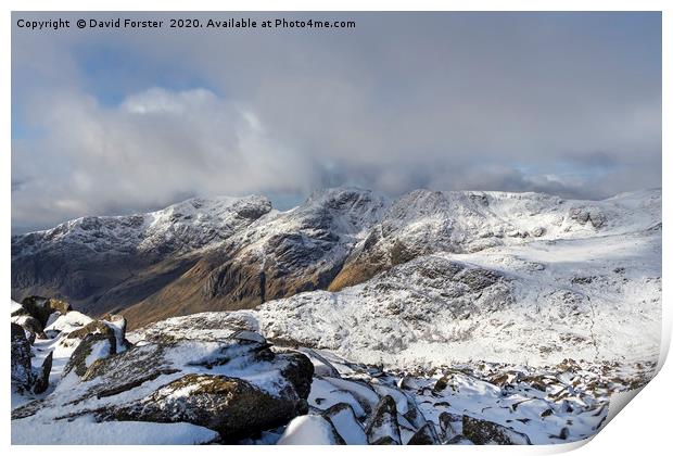 Scafell and Scafell Pike from Bow Fell, Lake Distr Print by David Forster