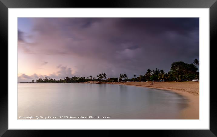 Storm clouds rolling over an Hawaiian beach Framed Mounted Print by Gary Parker