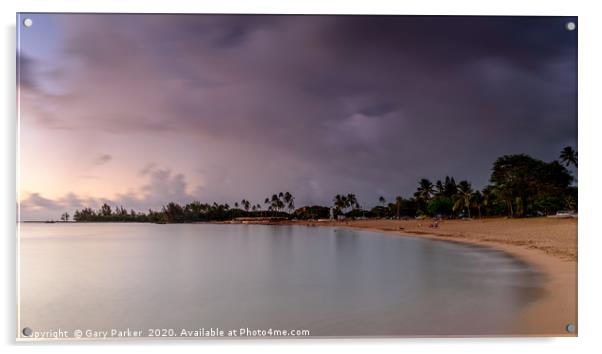 Storm clouds rolling over an Hawaiian beach Acrylic by Gary Parker