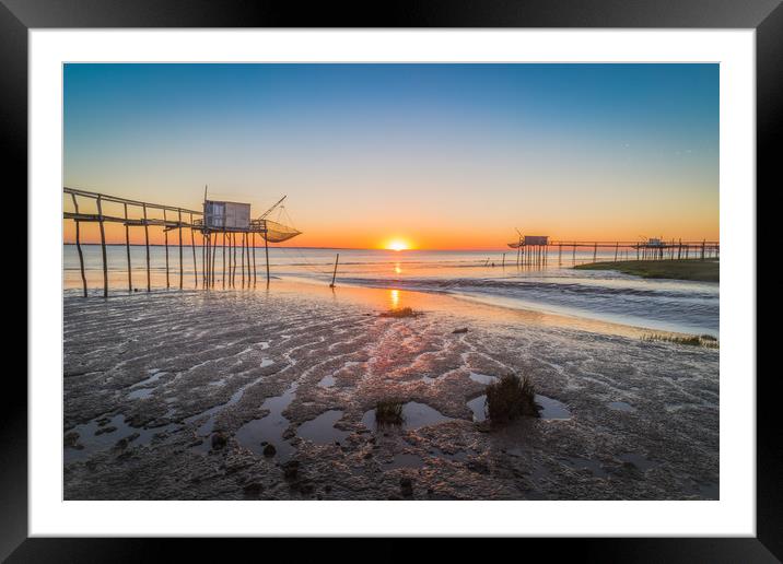 Sunset on French beach near la Rochelle Framed Mounted Print by Stephen Rennie